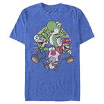 Nintendo Mens Mario and Friends Circle Retro T-Shirt, Royal Blue Heather, Medium