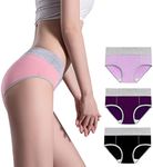 marysgift Women's Bikini & Briefs Soft Cotton Underwear Mid Waisted Postpartum Panties Ladies Full Coverage Underpants Pack of 3 (E02,L UK 4 6)