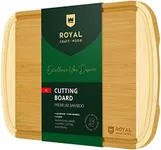 ROYAL CRAFT WOOD Bamboo Cutting Boards for Kitchen, Wood Chopping Boards with Juice Groove, Wooden Cutting Board for Vegetables, Fruit and Cheese Charcuterie Serving Tray XL, 18" x 12"