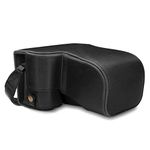 MegaGear MG1660 Ever Ready Leather Camera Case compatible with Sony Alpha A6100, A6400 (18-135mm) - Black