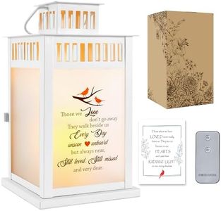 WOODEXPE Sympathy Gift Memorial Lantern with Flickering LED Candle and Remote Control Memorial Gift for Loss of Loved One - Those We Love Don't Go Away White