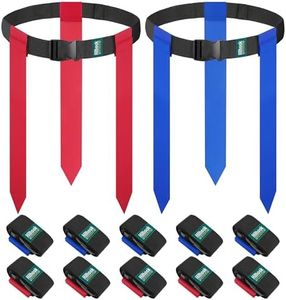 Hilhook 10-Player Flag Football Belts Set with 15 Blue & 15 Red Flags