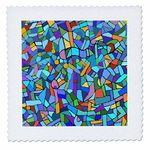 3dRose Bright Vibrant and Colorful Blue Gaudi Inspired Mosaic Pattern - Stain Glass Like - Multicolored - Quilt Square, 14 by 14-Inch (qs_58376_5)