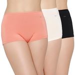 Mush Bamboo Boyshort Bamboo Cotton Panties For Women | Ultra Soft Bamboo Underwear For Women | Breathable, Anti-Odor, Seamless Pack Of 3 (M, Black Peach And Beige)