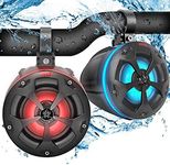 Pyle 2-Way Dual Waterproof Off-Road Speakers - 4" 800W Marine Grade Wakeboard Tower Speakers System w/RGB Lights & Remote, Full Range Outdoor Audio Stereo Speaker for ATV/UTV, Jeep, Boat PLUTV44BTR