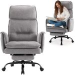 IWMH Big and Tall Executive Office Chair, 500lbs Heavy Duty Ergonomic Fabric Desk Chair with Adjustable Headrest, Footrest & Lumbar Support, Wide Seat Reclining Managerial Computer Chairs (Grey)
