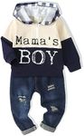 XUANHAO Baby Boy Clothes Infant Toddler Boy Outfits 12 18 24 Months 2T 3T 4T Denim Jeans Boys Fall Winter Clothing Pants Set, Off White-black, 3-4 Years