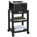 Mount-It! Mobile Printer Stand with Drawer [3 Shelf] AV Cart, Height Adjustable with 4 Swivel Wheels and Cable Management, 3D Printer Media Cart with Storage, 3 Tier (Black)