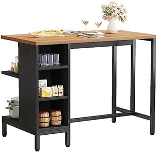 LITTLE TREE Kitchen Island with 5 Storage Shelves, 43 Inch Kitchen Shelf Coffee Bar Table with Large Worktop, Industrial Butcher Block Island, Space Saving, Dark Walnut（Stools Not Included）