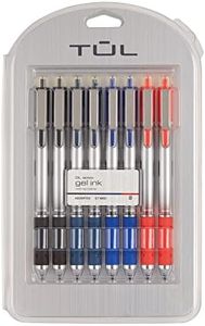 TUL Retractable Gel Pens, Bullet Point, 0.7 mm, Gray Barrel, Assorted Standard Ink Colors, Pack of 8