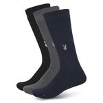 BALENZIA Men's Playboy Crew Socks with Embroidery | 3-Pack | Solid Crew Socks | Free Size | Official Playboy Merchandise