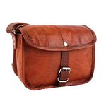 Leather Women Sling Messenger Bag Men Soft Crossbody Satchel Small Hand Pack, Distressed Brown