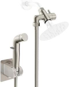 YDmeet Dog Shower Attachment Metal, Pet Shower Attachment for Fast and Clean Pet Bathing and Dog Washing, Brass Shower Diverter, Adjustable Pet Shower Sprayer, 8 ft Hose and Shower Holder, Brushed