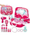 Fun express Beauty Make up case and Cosmetic Set Suitcase with Makeup Accessories for Children Girls- Pink, Plastic, Pack of 1 Set