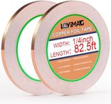 LOVIMAG Copper Tape Foil Tape (1/4inchX82.5FT), Copper Tape for Stained Glass, Copper Tape Conductive Adhesive for Guitar and EMI Shielding, Soldering, Crafts, Electrical Repairs, Grounding(2Rolls)