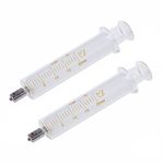 2 Pack Glass Syringes with Caps, 20ml Luer Lock Reusable Glass Syringe, Metal Luer Lock Caliber Injector Laboratory Sampler for Laboratory