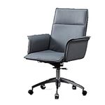 VOSMII Desk Chairs Leather Office Chairs Office Furniture Simple Backrest Armchair Study Bedroom Computer Chair Swivel Chair (Color : Short Gray)