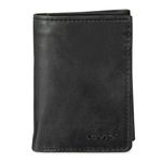 Levi's Men's RFID Trifold with Interior Zipper, Black Slim, One Size, Black Slim, One Size, RFID Slim Trifold with Interior Zipper