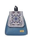 Modern Myth Patched Blue Backpack For Women PU Material Travel Color Blocked Backpacks