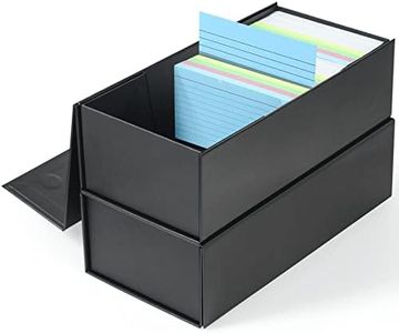 3x5 Index Card Holder Card File Box Organizer, Hold 1200 3x5-Inch Flash Cards 2 Pack Black