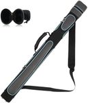 Pool Cue Case, Hard Pool Stick Case 1x1, Holds 1 Complete of 2-Piece Cue, 2 Zipper Pockets, Shoulder Strap Handle, Waterproof PU Billiard Stick Bag, Billiards Pool Accessories for Man Women(Blue)