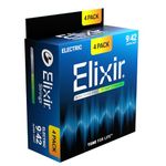 Elixir Strings, Electric Guitar Strings, Nickel Plated Steel with OPTIWEB Technology, Longest-Lasting Crisp Tone with Comfortable Feel, 4 Pack, Super Light 9-42