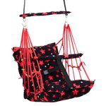 Toytoria® Swing for Kids Cotton Baby Swing Chair for Kids Baby's Children Folding and Washable 1-5 Years with Safety Belt/Home, Garden Jhula for Babies | Cradle | (N. Red Star)