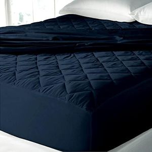 Cloth Fusion 100% Cotton Quilted Waterproof Mattress Protector King Size, 250 GSM Bed Protector, Breathable and Hypoallergenic, Leak-Proof, Fitted Bed Cover, 210 TC (75"x72" inches, Navy)