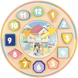Bluey Wooden Puzzle Clock 15-Piece Activity Toy Playset