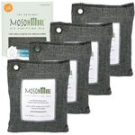 Moso Natural Air Purifying Bag 200g (4 Pack). A Scent Free Odor Eliminator for Cars, Closets, Bathrooms, Pet Areas. Premium Moso Bamboo Charcoal Odor Absorber. (Charcoal Grey)