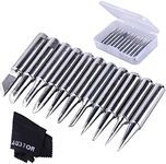 AUSTOR 11 Pieces Soldering Iron Tips Kit 900M-T and 1 Piece Cleaning Cloth with Free Box for Hakko Soldering Station Tool 900M 936 937 907