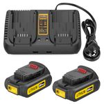 Energup 2Pack 20V 3.5A Replacement Dewalt 20V Battery and Charger Kit, for Dewalt 20V Max XR Battery DCB200 DCB201 DCB204 DCB206 DCB207 + 2Port DCB102 Charger for Dewalt Battery Charger