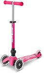Micro Kickboard - Mini Deluxe Foldable LED Scooter, 3-Wheeled, Lean-to-Steer, Swiss-Designed Micro Scooter with LED Light-Up Wheels, for Kids Ages 2-5 (Pink)