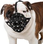 CollarDirect Leather Basket Dog Muzzle for Boxer, English American Bulldog Secure Anti-Barking Biting Chewing Adjustable Breathable (Black)