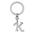 tumundo 1 Key fob Chain Ring Keyring Keychain Stainless Steel Letter Alphabet Pendant Name Colour Silver Gold A B C, variant.:K - Silver