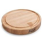 John Boos Maple Wood Cutting Board for Kitchen Prep, 1.75" Thick, Large, Edge Grain, Circular Charcuterie Boos Block, 12", Reversible, Juice Grooves