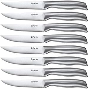 D.Perlla Couteau à Steak, Ensemble de Couteaux à Steak à Lame Droite Extra Tranchante, Couteau à Steak Professionnel à Bord Droit Pour la Table de Cuisine, 23.1 CM