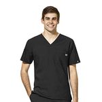 WonderWink W123 6355 Men's V-Neck Top, Black, Medium