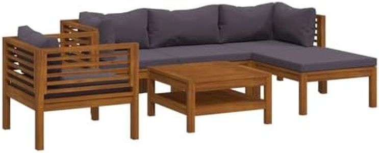 vidaXL Solid Acacia Wood Garden Lounge Set 6 Piece Outdoor Patio Terrace Wooden Lounging Modular Sitting Chair Sofa Furniture with Cushion