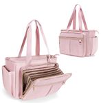 Prokva Teacher Tote Bag with Accordion File Organizer Pocket, Large Teacher Work Utility Bag for Women, Pink (Patent Design)