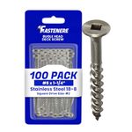 #8 Deck Screws, Select Length in Listing, 18-8 Stainless Steel, Square Drive, Type 17 Wood Cutting Point, Quantity 100 (#8 x 1-1/4")