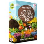 Munnie 50L Multi-Purpose Compost Soil Bag – Eco-Friendly Seed Compost for Outdoor Plants – Nutrient-Rich Potting Mix for Garden, Indoor Use, Houseplants, Pots, and Seed Starting