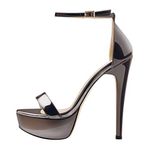 Only maker Womens Stilettos Super High Heels Platform Sandals Women Men Party Club Work Shoes Metal Pewter Size 12