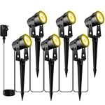 Totofac Garden Spike Lights, 12V 18W Pathway Lights 6-Pack COB LED Garden Spotlights，Ip65 Waterproof Outdoor Landscape Spotlights with Spike Stand for Garden, Yard, Lawn(Warm White) (18, Watts)