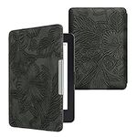kwmobile Case Compatible with Amazon Kindle Paperwhite Case - eReader Cover - Embossing Flowers Green
