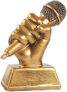 Juvale Golden Microphone Trophy - Small Resin Best Singing Award Prize for Karaoke, Lip Sync Battles, Singing Competitions, Birthday Parties (5.5x4.7x2.2 in)