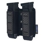 IDOGEAR Pistol Mag Pouch Molle Magazine Pouch 9MM Double Stack Elastic Magazine Holster with Inner Loop Panel Laser-Cut Hardshell Mag Carrier (Black)