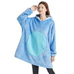 YIYTREE Oversized Wearable Blanket Warm Sweatshirt Hoodie Throw Blanket with Sleeves and Pocket for Adults, One Size Fits All, Blue, One Size Fits All