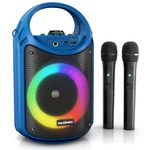 MASINGO Karaoke Machine for Kids and Adults with 2 Wireless Bluetooth Microphones, PA Portable Speaker with Colorful LED Lights, Supports TF Card/USB, AUX/MIC in, TWS for Home Party, Burletta C10 V2