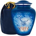 Trupoint Memorials Blue Urn for Ashes Adult Male – Cremation Urns for Human Ashes Adult Female, Decorative Urns for Human Ashes, Urn for Ashes Women, Urns for Human Ashes Adult Man – Large, Dove